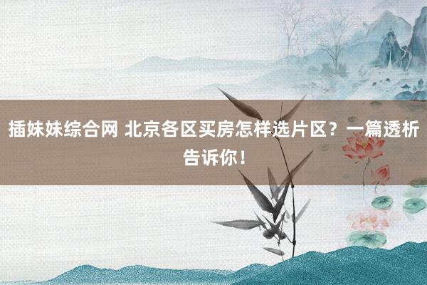 插妹妹综合网 北京各区买房怎样选片区？一篇透析告诉你！