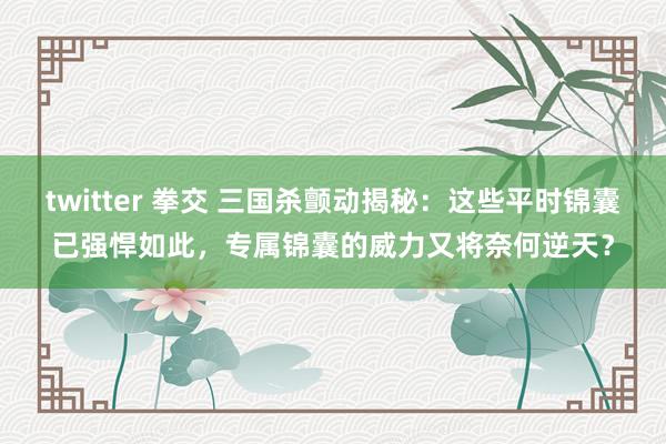 twitter 拳交 三国杀颤动揭秘：这些平时锦囊已强悍如此，专属锦囊的威力又将奈何逆天？