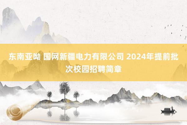 东南亚呦 国网新疆电力有限公司 2024年提前批次校园招聘简章